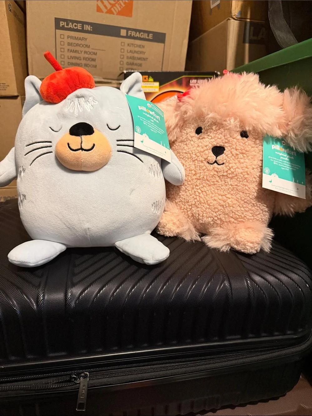 Pillowy Pets Plush Cat & Dog Set - Light Gray Cat & Peach Dog
